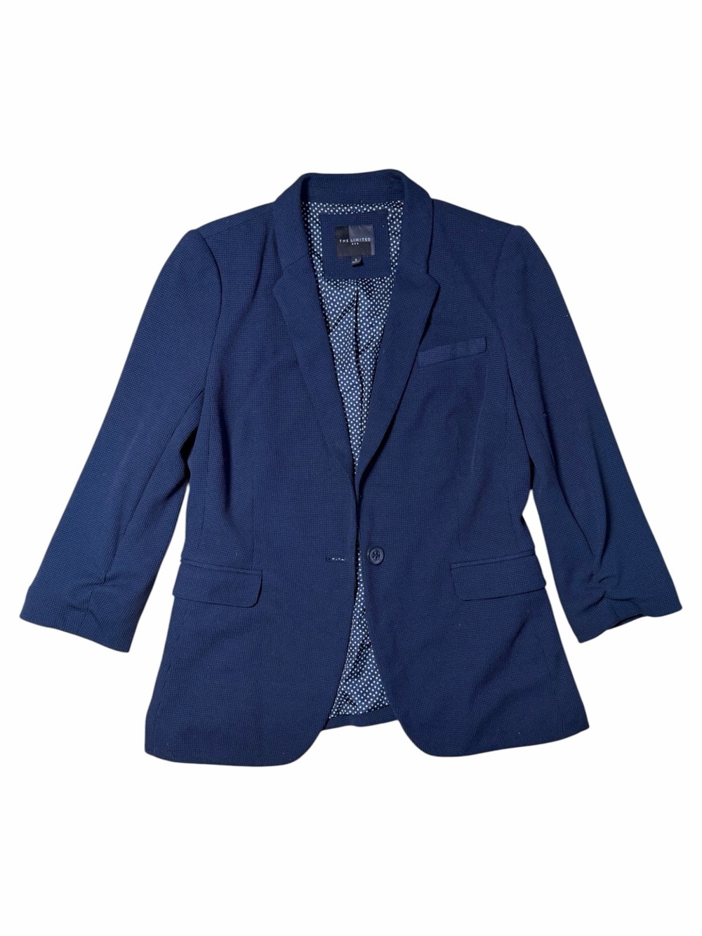 The Limited Navy Blue Textured One Button Blazer Womens S